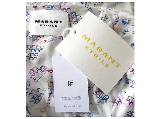 Isabel Marant Etoile Danalia Ecru Block Print Kleid Weiß Mehrfarben Roh - Ansicht 7