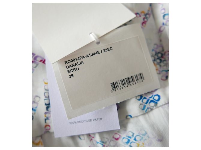 Isabel Marant Etoile Danalia Ecru Block Print Kleid Weiß Mehrfarben Roh - Ansicht 8