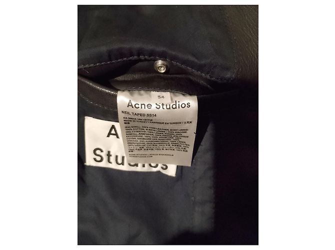 Jaqueta de couro preta ACNE STUDIOS NEIL TAPED SS14 - vista 10