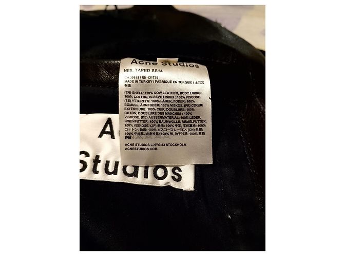 Jaqueta de couro preta ACNE STUDIOS NEIL TAPED SS14 - vista 11