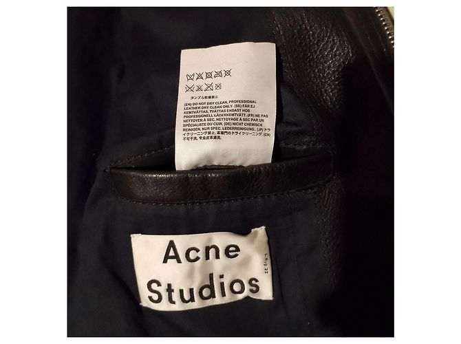 Jaqueta de couro preta ACNE STUDIOS NEIL TAPED SS14 - vista 12