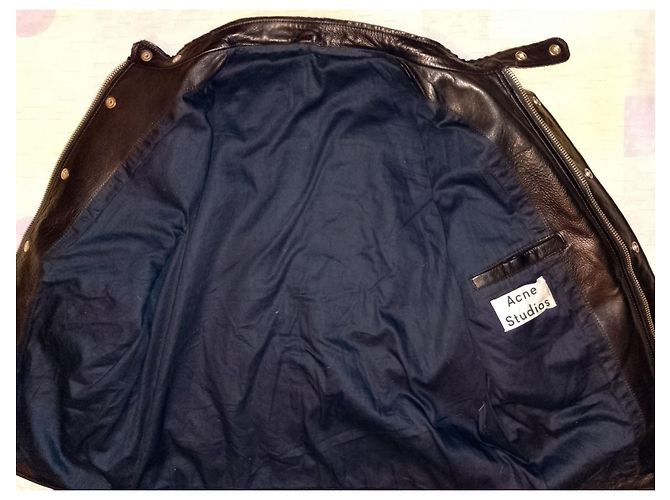 Jaqueta de couro preta ACNE STUDIOS NEIL TAPED SS14 - vista 9