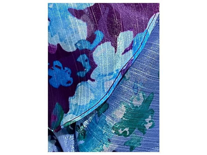 Marchesa Blumige Organza ärmelloses High-Low-Kleid mit seitlichem Rüschen. Mehrfarben - Ansicht 6