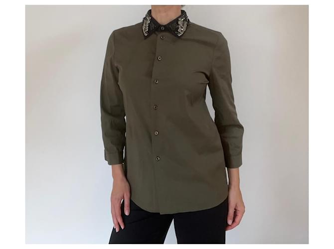 Prada Hemd aus Baumwolle Khaki - Ansicht 2