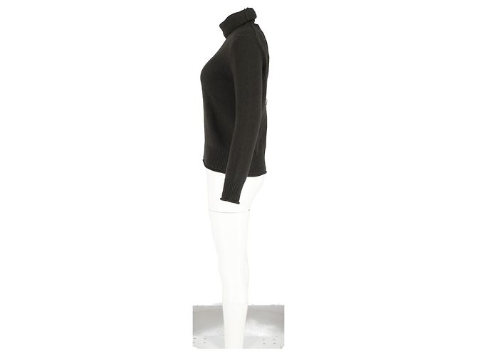 Nina Ricci Rollkragenpullover mit offenem Rücken aus grauer Wolle - Ansicht 5
