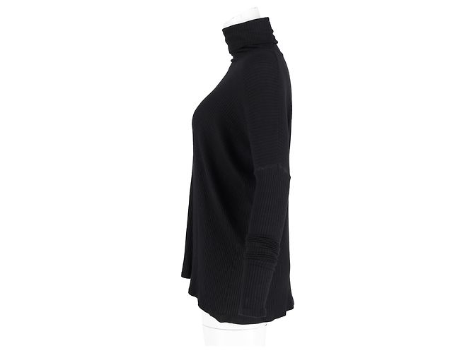 Maison Martin Margiela Maison Margiela geripptes, übergroßes Rollkragenoberteil aus schwarzer Wolle - Ansicht 5