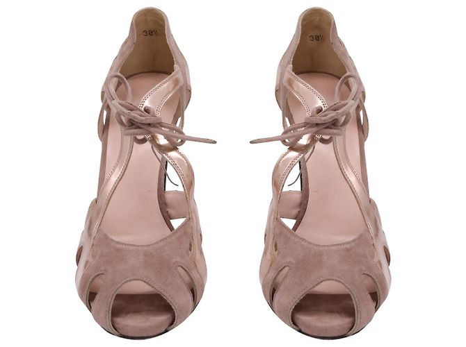 Sandali con cinturino Stuart Weitzman in pelle scamosciata e pelle beige Marrone - vista 2