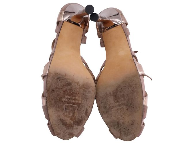 Sandali con cinturino Stuart Weitzman in pelle scamosciata e pelle beige Marrone - vista 5
