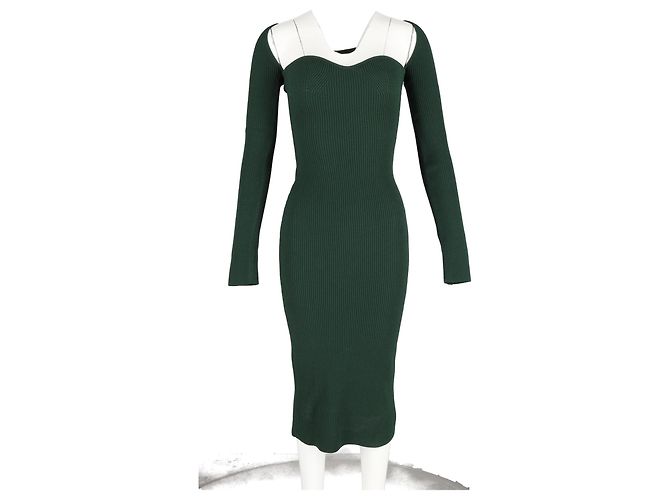 Khaite Beth Midikleid aus Rippenstrick in grüner Viskose - Ansicht 4