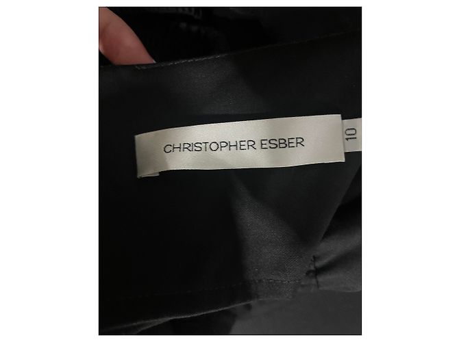 Autre Marque Christopher Esber Cutout Maxikleid aus schwarzer Wolle - Ansicht 3