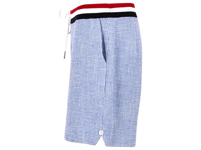Thom Browne Drawstring Tweed Shorts in Light Blue Cotton - view 2