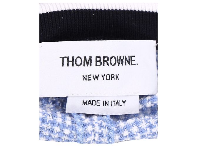 Thom Browne Drawstring Tweed Shorts in Light Blue Cotton - view 4