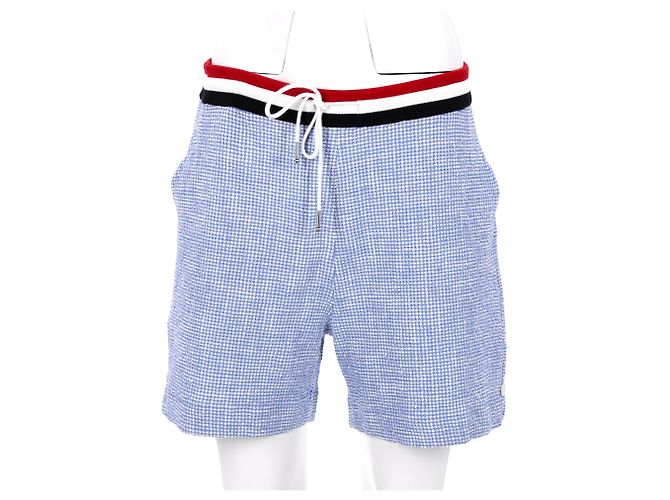 Thom Browne Drawstring Tweed Shorts in Light Blue Cotton - view 6