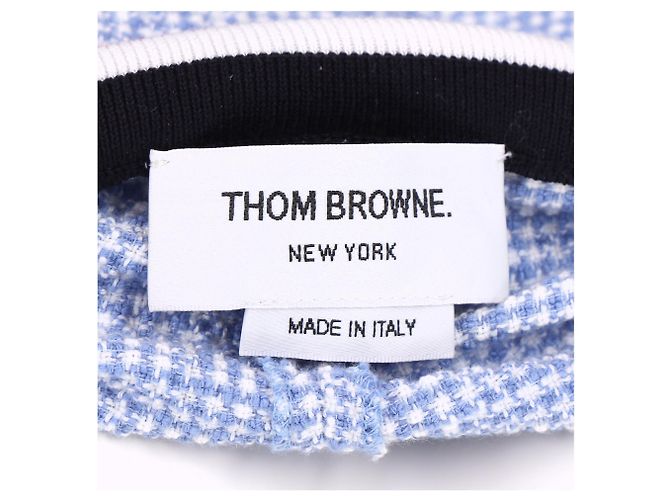 Thom Browne Drawstring Tweed Shorts in Light Blue Cotton - view 9