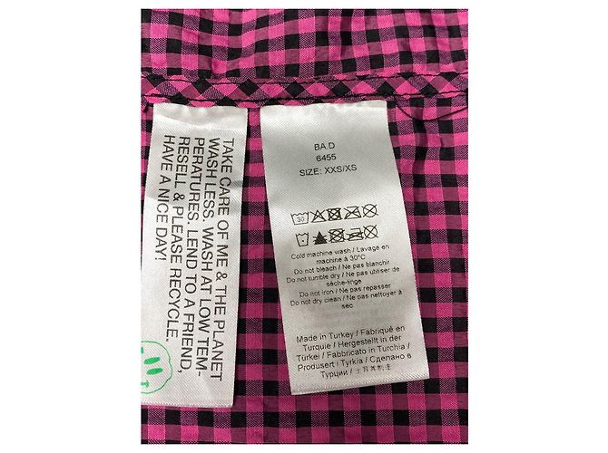 Vestido envelope Ganni de algodão xadrez rosa e preto Fuschia - vista 8