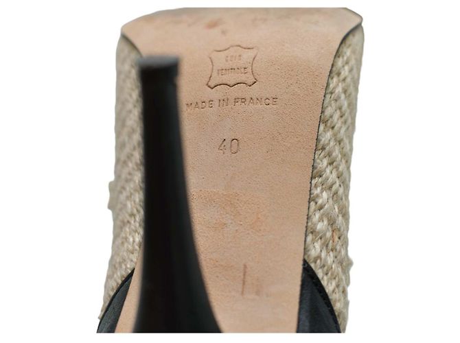 Décolleté Isabel Marant Gava in rafia e pelle beige e nera 40 Nero - vista 7