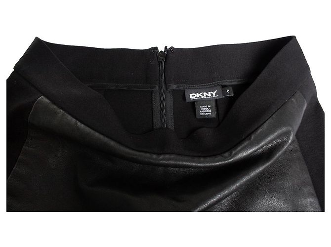 DKNY, falda lápiz elástica con cuero Negro - vista 7