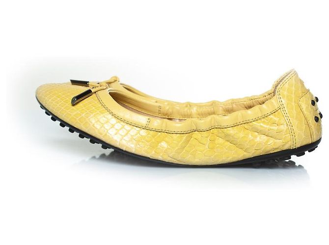 Tod's Tods, Gelbe Ballerinas aus Pythonleder - Ansicht 2