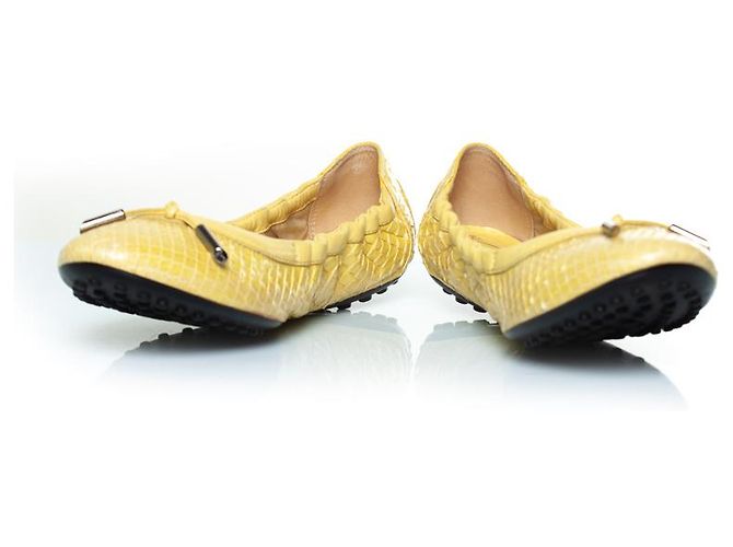 Tod's Tods, Gelbe Ballerinas aus Pythonleder - Ansicht 5