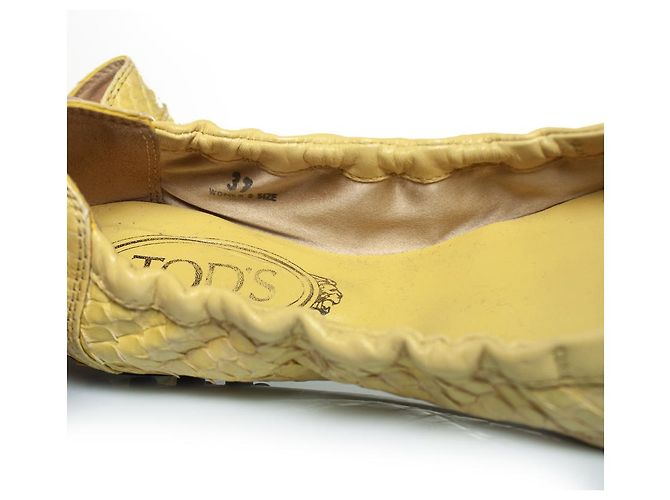 Tod's Tods, Gelbe Ballerinas aus Pythonleder - Ansicht 8
