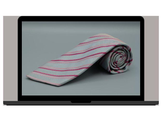 Hermès Corbata Gris e Rayas Rosas Cinza - vista 3