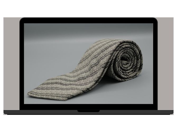 Autre Marque Corbata Gris a Rayas Negras - vista 3