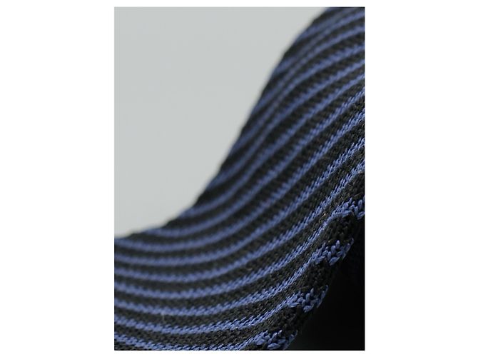 Autre Marque Corbata Negra a Rayas Azules Blu - vista 2