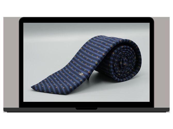 Autre Marque Corbata Negra a Rayas Azules con Design Nero - vista 3