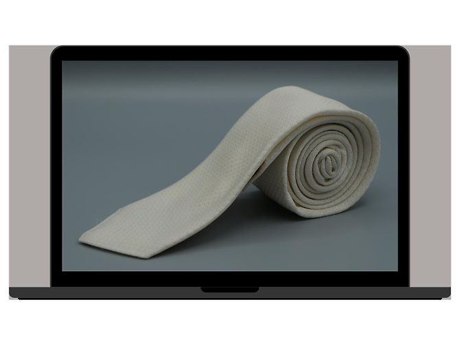 Autre Marque Corbata Blanca con Diseño a Cuadros Bianco - vista 3