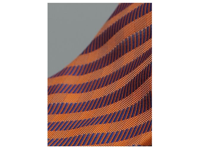 Autre Marque Corbata Naranja a Rayas Azules Arancione - vista 2
