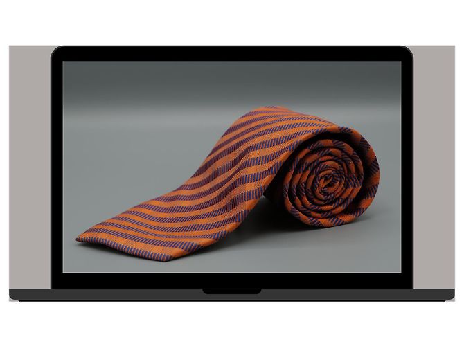 Autre Marque Corbata Naranja a Rayas Azules Arancione - vista 3