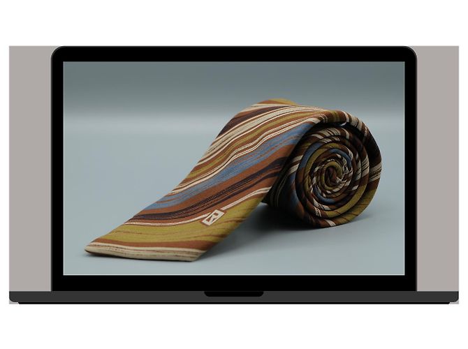 Autre Marque Corbata Marrón a rayas Brown - view 3