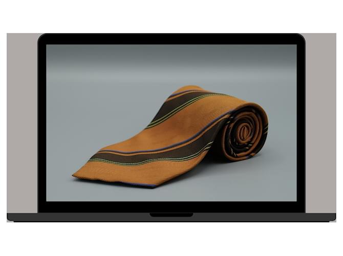 Guy Laroche Corbata Marron a Rayas Negras Marrone - vista 3