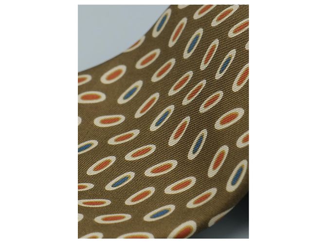 Autre Marque Corbata Marrón con Círculos Azules y Rojos Marrone - vista 2