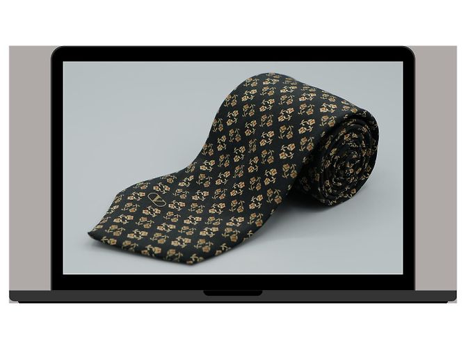 Valentino Garavani Corbata Negra con Flores Nero - vista 3