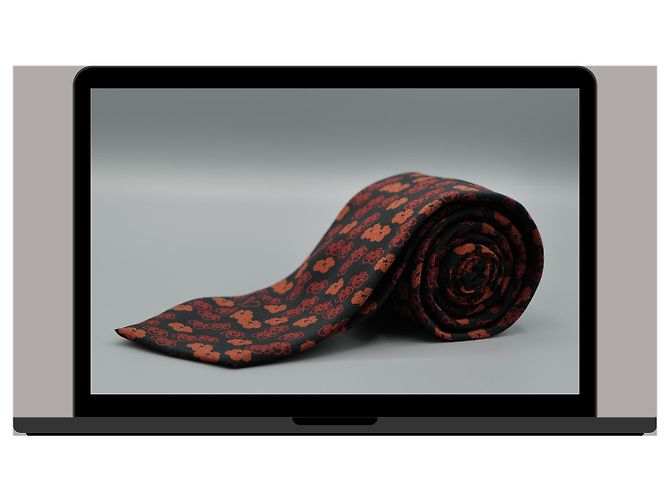 Valentino Garavani Corbata Negra con Flores Rojas Nero - vista 3