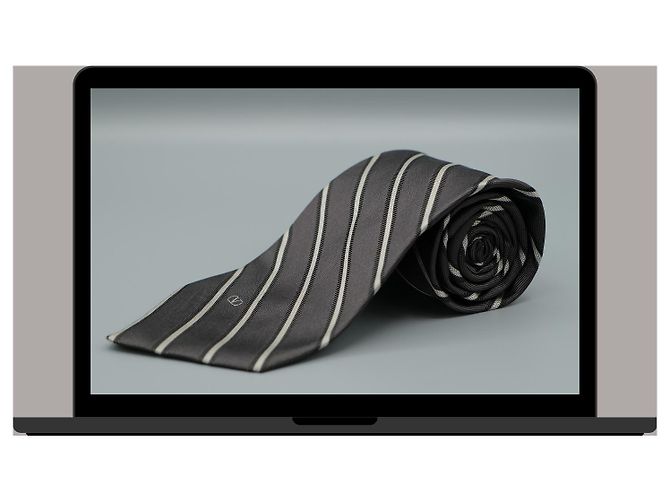 Valentino Garavani Corbata Negra a Rayas Blancas Negro - vista 3