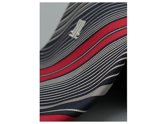 Lanvin Corbata Negra a Rayas Grises y Rojas Negro - vista 2