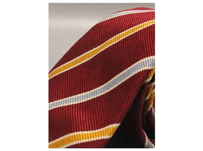 Autre Marque Corbata Roja a Rayas Amarillas y Azules Rosso - vista 2