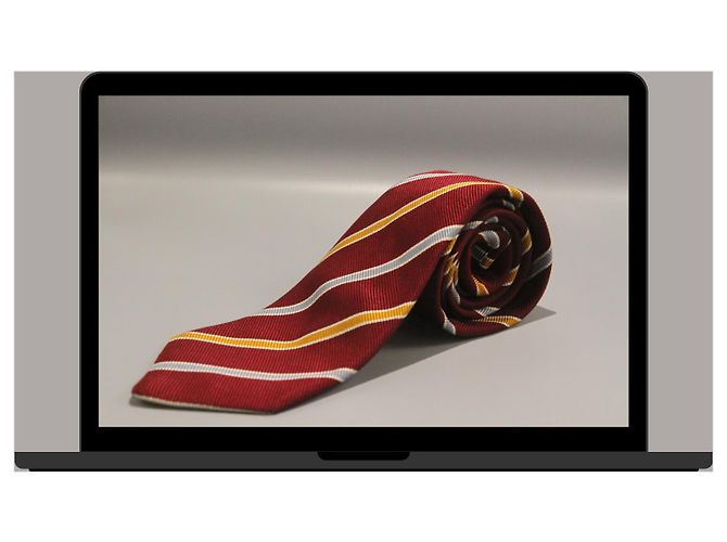 Autre Marque Corbata Roja a Rayas Amarillas y Azules Rosso - vista 3