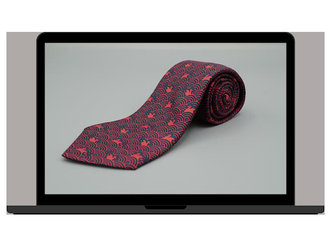 Hermès Corbata Roja con Diseño de Patos - vista 3
