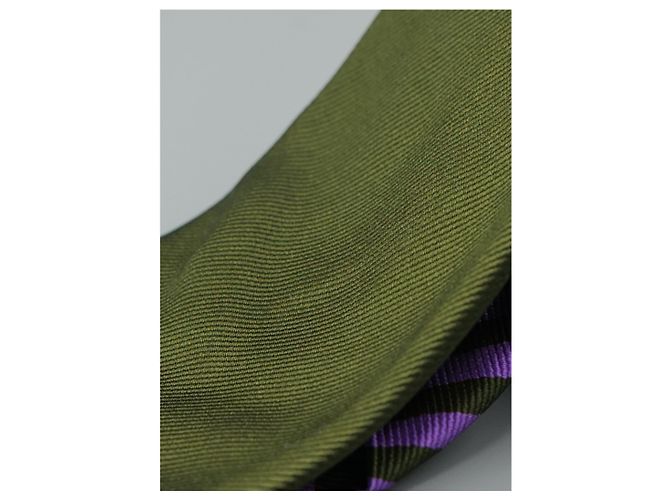 Autre Marque Corbata Verde con Rayas Moradas Green - view 2