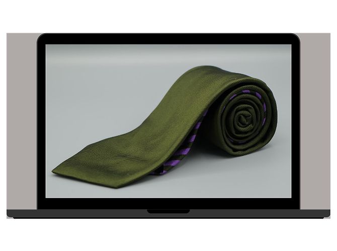 Autre Marque Corbata Verde con Rayas Moradas Green - view 3