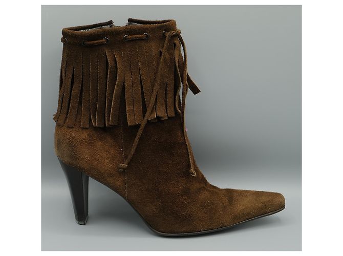 Nine West Botines de Terciopelo Marrón - vista 2