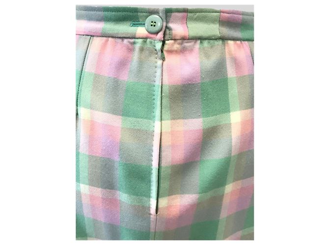 Autre Marque Falda de cuadros de algodón verde y rosa Talla 42 - vista 3