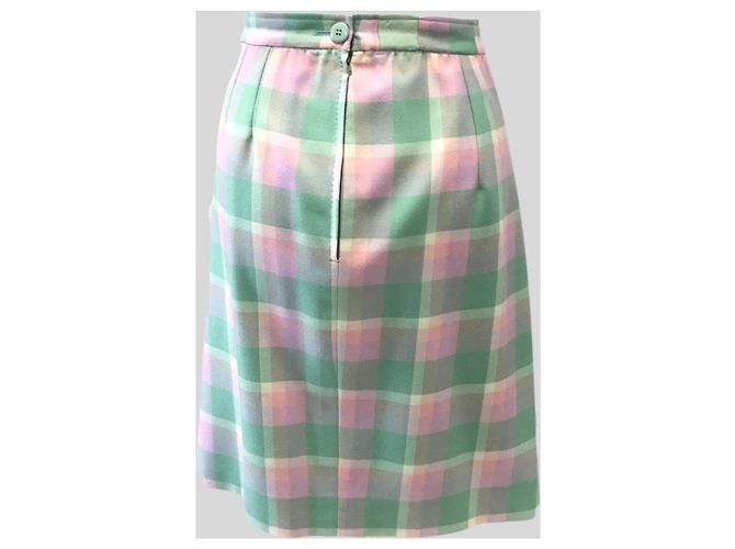 Autre Marque Falda de cuadros de algodón verde y rosa Talla 42 - vista 5