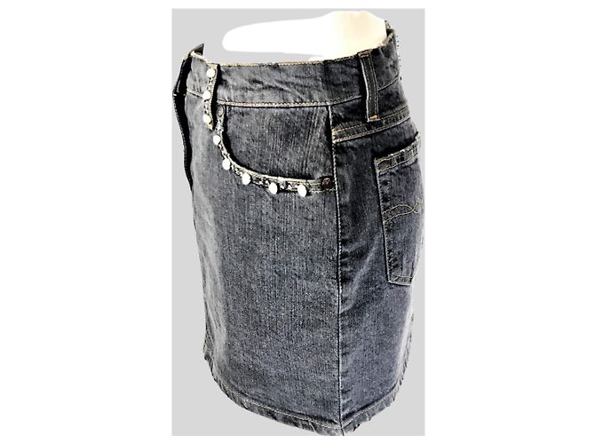 Falda vaquera Blumarine gris con perlas - vista 3
