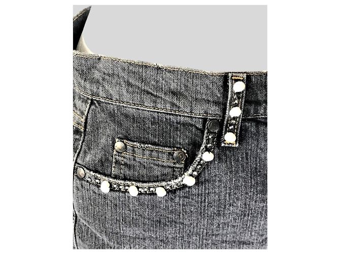 Falda vaquera Blumarine gris con perlas - vista 4