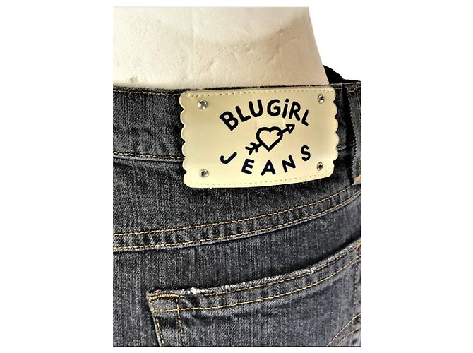 Falda vaquera Blumarine gris con perlas - vista 5