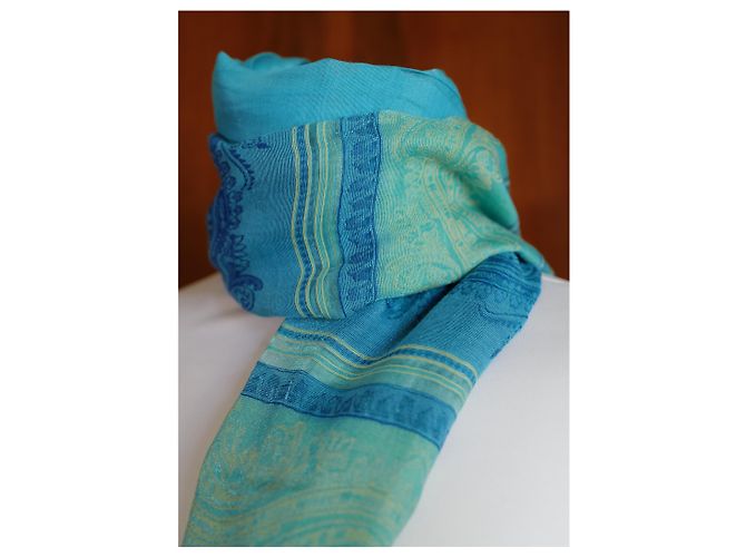 Autre Marque Foulard Bleu avec Flecos - vue 2
